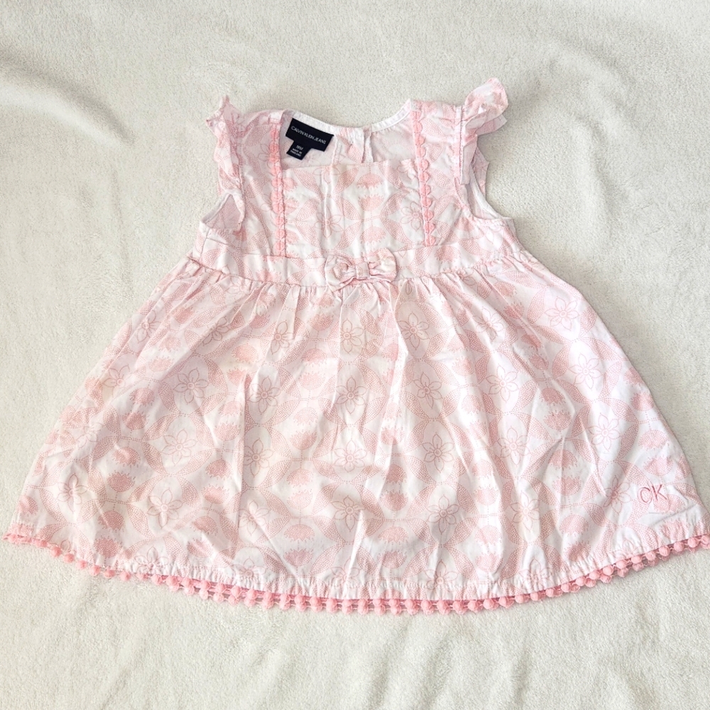 Calvin Klein Pink and White Floral Dress for Toddler Girls Size 18 months
